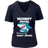 Image of VnSupertramp Mommy Shark and Baby Shark Personalized Name Birthday V-Neck Shirt - D5