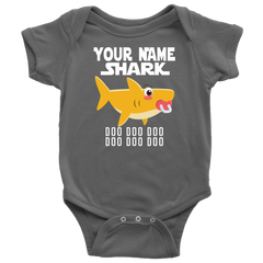 VnSupertramp Baby Brother Sister Shark Personalized Name Onesie Birthday Gift-D3