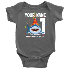 Official VnSupertramp Baby Shark Doo Doo Doo Personalized Name and Age Onesie Birthday Party Gift for Kids - D3