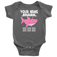 VnSupertramp Baby Brother Sister Shark Personalized Name Onesie Birthday Gift-D10