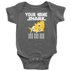 VnSupertramp Baby Brother Sister Shark Personalized Name Onesie Birthday Gift-D4