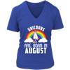 Image of Unicorns Are Born In August Birthday Women V-Neck Shirt Plus Size XL-4XL VnSupertramp Apparel