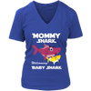 Image of VnSupertramp Mommy Shark and Baby Shark Personalized Name Birthday V-Neck Shirt - D1