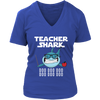 Image of Teacher Shark Women V-Neck Shirt Doo Doo Doo Plus Size XL-4XL VnSupertramp Back To School Apparel - D1