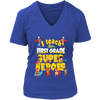 Image of VnSupertramp I Teach First Grade Superheroes Teacher Women V-Neck T-Shirt Plus Size XL-4XL Back To School First Day of School Gift