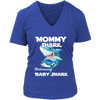 Image of VnSupertramp Mommy Shark and Baby Shark Personalized Name Birthday V-Neck Shirt - D4