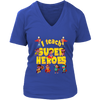 Image of VnSupertramp I Teach Superheroes Women V-Neck Shirt Plus Size XL-4XL Pun Hero Teacher|Personalized Teacher Appreciation Back To School Gift