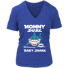 Image of VnSupertramp Mommy Shark and Baby Shark Personalized Name Birthday V-Neck Shirt - D2