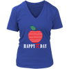 Image of VnSupertramp Happy Pi Day Apple Women V-Neck Shirt for Math Geek Nerd Plus Size