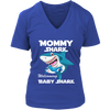 Image of VnSupertramp Mommy Shark and Baby Shark Personalized Name Birthday V-Neck Shirt - D5