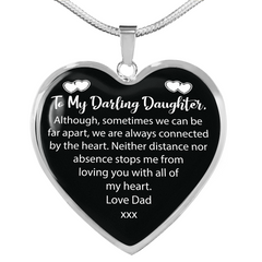 SHE THAT BREATHES Father Daughter Necklace, Silver Chain Heart Pendant Gifts, Absent Father Daughter