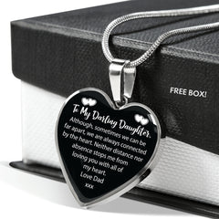 SHE THAT BREATHES Father Daughter Necklace, Silver Chain Heart Pendant Gifts, Absent Father Daughter