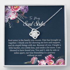 Soul Sister Necklace with Message Card, Unbiological Sister Necklace Gift, Soul Sister Gifts, BFF Birthday Gift, Bestie Love Knot Necklace