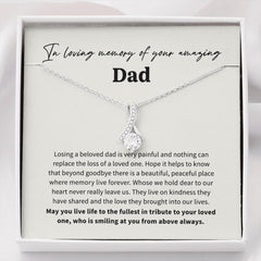 Sympathy Gifts for Loss of Father, Loss of Dad Gift Necklace, Father Memorial Gifts, Dad Condolence Gift, Grief Gift, Sympathy Gift for Dad, In Memory of Dad, Dad Remembrance Gift, Sorry for Your loss Message Card, Bereavement Gift, White Gold Necklace