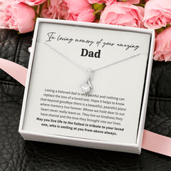 Sympathy Gifts for Loss of Father, Loss of Dad Gift Necklace, Father Memorial Gifts, Dad Condolence Gift, Grief Gift, Sympathy Gift for Dad, In Memory of Dad, Dad Remembrance Gift, Sorry for Your loss Message Card, Bereavement Gift, White Gold Necklace