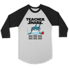 Image of VnSupertramp Teacher Shark Doo Doo Doo Men Women Raglan T-Shirt Back To School Appreciation Gift Tee D1