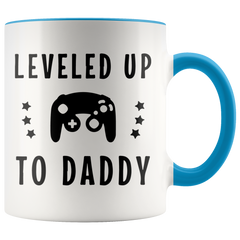 [Teelaunch] New Dad Gift, New Daddy, Dad To Be, Future Dad, Leveled Up To Daddy, Dad Coffee Mug, First Time Dad, First Father's Day, 11oz Ceramic Coffee Novelty Mug/Cup, Gift-wrap Available