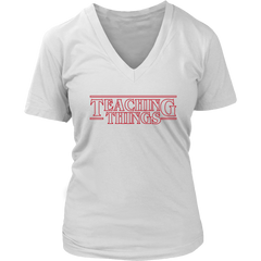 VnSupertramp Teaching Things Teacher Women V-Neck T-Shirt Plus Size XL-4XL For Stranger Things Fans - Back To School Appreciation Gift