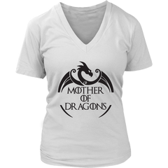 VnSupertramp Mother of Dragons Women V-Neck T-Shirt Plus Size XL-4XL For Mother's Day Dragon Fans Mom Gift - D3