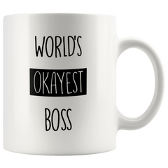 [TL] Worlds Okayest Boss Mug - Funny Coffee Cup For Employer 11 OZ Coffee Mugs Sarcasm Office Gag Gift