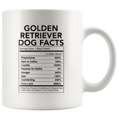 [TL] Andaz Press Funny Dog Lover's 11oz. Ceramic Coffee Mug Gift, Golden Retriever Nutritional Facts, 1-Pack, Dog Mom Dad Birthday Christmas Ideas