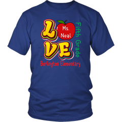 VnSupertramp Personalized Love Apple Women Men Fifth Grade Teacher T-Shirt - Custom Name, School, Grade - Back To School 1st Day of School