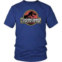 VnSupertramp Personalized Teaching Kinder Pre-K 1st 2nd 3rd 4th Grade is A Walk In The Park Teacher Shirt - For Men Women Jurassic Park Fans