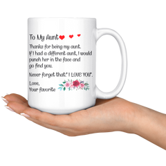 [TL] Aunt Gifts from niece nephew To my Aunt Mug Thanks for being my aunt Funny Auntie Gift Coffee Mugs Cup Best Cheap Birthday Mothers Day Gifts under 20 15oz