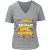 Image of VnSupertramp I Teach Second Grade Superheroes Teacher Women V-Neck T-Shirt Plus Size XL-4XL Back To School First Day of School Gift