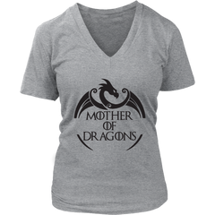 VnSupertramp Mother of Dragons Women V-Neck T-Shirt Plus Size XL-4XL For Mother's Day Dragon Fans Mom Gift - D3