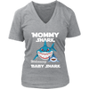 Image of VnSupertramp Mommy Shark and Baby Shark Personalized Name Birthday V-Neck Shirt - D2