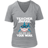 Image of VnSupertramp Teacher Shark Doo Doo Your Work Women V-Neck Shirt Plus Size XL-4XL - D5