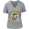 Image of VnSupertramp Wonder Teacher Women V-Neck T-Shirt Plus Size XL -4XL Back To School 1st Day of School Funny Gift Tee