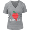 Image of VnSupertramp Happy Pi Day Apple Women V-Neck Shirt for Math Geek Nerd Plus Size