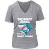 Image of VnSupertramp Mommy Shark and Baby Shark Personalized Name Birthday V-Neck Shirt - D5