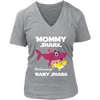 Image of VnSupertramp Mommy Shark and Baby Shark Personalized Name Birthday V-Neck Shirt - D1