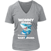 Image of VnSupertramp Mommy Shark and Baby Shark Personalized Name Birthday V-Neck Shirt - D4