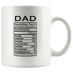 [TL] Funny Coffee Mug - Nutrition Facts Dad - Personalized Fathers Day or Birthday Gifts for Your Father Cup - 11 Oz, White