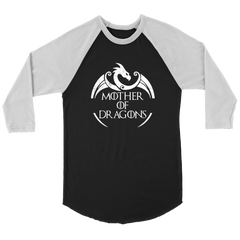 VnSupertramp Mother of Dragons Women 3/4 Raglan Shirt For Mother's Day Gift Dragon Fans Lovers Mom Mommy - D1