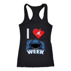 VnSupertramp I Love Sharks Week Women Racerback Tank Top T-Shirt Great Tees For Shark Lover Fan TV Show D2