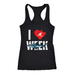 VnSupertramp I Love Sharks Week Women Racerback Tank Top T-Shirt Great Tees For Shark Lover Fan TV Show D1