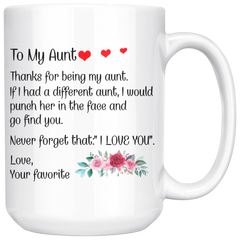 [TL] Aunt Gifts from niece nephew To my Aunt Mug Thanks for being my aunt Funny Auntie Gift Coffee Mugs Cup Best Cheap Birthday Mothers Day Gifts under 20 15oz