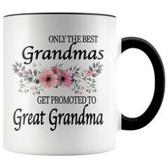 [TL] FamilyTeePrints Only The Best Grandmas Get Promoted To Great Grandma - Flowers - Mug - Great Grandma To Be Gift - Great Grandma To Be Mug