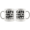 Image of [Teelaunch] Cats Make Me Happy You, Not So Much Womens Cat Lovers 11Oz White Coffee Mug