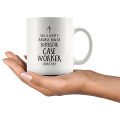 [TL] Andaz Press Funny 11oz. Ceramic Coffee Tea Mug Gift, This is What a Badass Ninja Superstar Case Worker Looks Like, 1-Pack, Birthday Christmas Gift Retirement Ideas Coworker