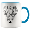 Image of [TL] YouNique Designs 10 Year Anniversary Coffee Mug for Him, 11 Ounces, 10th Wedding Anniversary Cup For Husband, Ten Years, Tenth Year, 10th Year