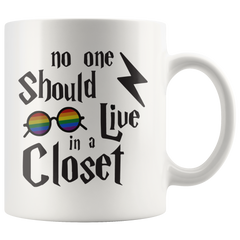 [TL] No One Should Live in a Closet Potter Gift, Scar and Rainbow Glasses | Gay Pride LGBTQ Community Flag Mug - Support & Awareness