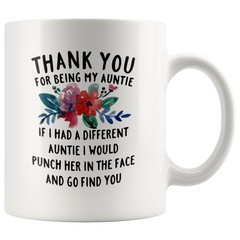 [TL] DQG CVT Funny Aunt Mug - Thank You For Being My Aunt Coffee Mug - Unique Family Idea For Your Best Effin Auntie From a Niece or Nephew -Birthday, Christmas, Mother's Day Gifts For Her White 11oz