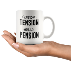 [TL] Mugaholics Funny Mugs for Retired Men, Women, Coworkers Retirement Presents Goodbye Tension Hello Pension Coffee Tea Cups 11 Oz