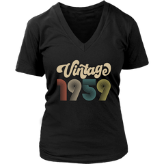 VnSupertramp Classic Vintage 1959 60th Birthday Women V-Neck Shirt Plus Size XL-4XL -  Mother's Day Anniversary Mom Gift